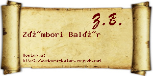 Zámbori Balár névjegykártya